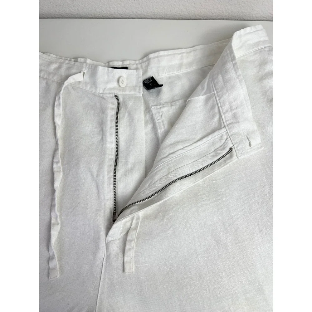 Brandini Mens XL White 100% Linen Drawstring Straight‎ Leg Pants Beach Resort